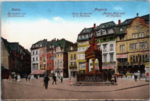 Germany Mainz Marktplatz und Marktbrunnen Postcard B234