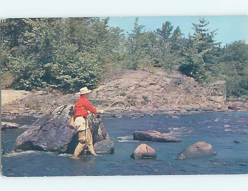 Pre-1980 FISHERMAN FISHING AT VIKING LODGE MOTEL Cranberry Portage MB c5159