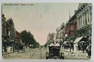 Mason City Iowa Scene on South Main Street Shops Automobile People Postcard T10