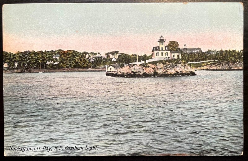 Vintage Postcard 1907-1915 Pomham Lighthouse, Narragansett Bay, Rhode Island