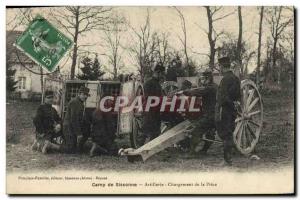 Old Postcard Militaria Camp of Sissonne Artillery Loading of the part