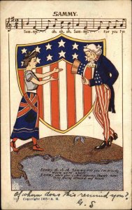 Uncle Sam LaDY liBERTY Sheet Music SAMMY 1905 Used Postcard