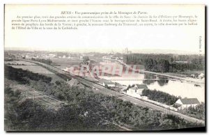 Old Postcard Sens Panoramic capture of the Mountain Paron