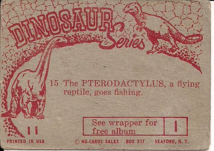DINOSAUR, Nu-Card #15, Pterodactylus Pterodactyl 1961