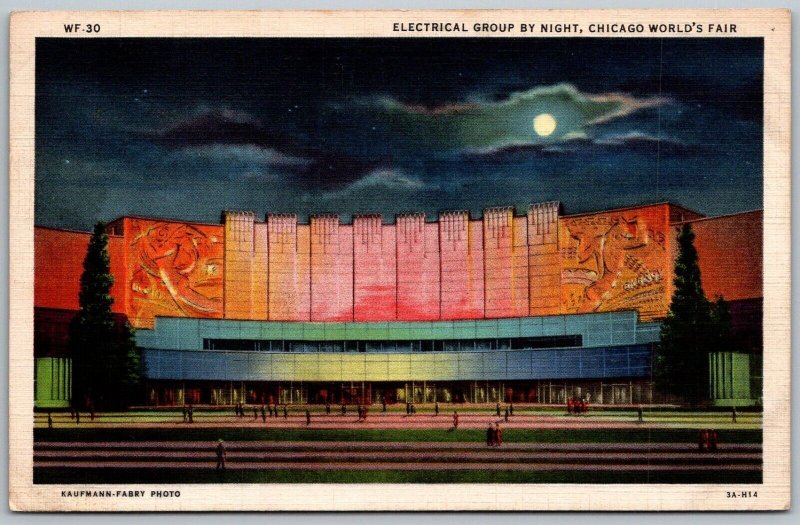 Century Of Progress Chicago World's Fair 1933 Postcard Electrical Group by Night