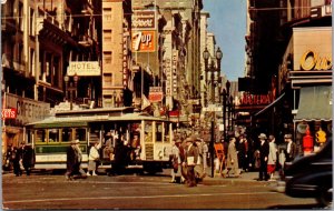 Vtg San Francisco CA Powell at Market Street Showing Turntable 1950s Postcard