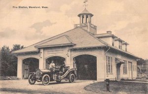 Waveland Massachusetts Fire Department and Fire Truck Vintage Postcard AA24096