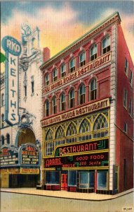 Vtg Boston Massachusetts MA Adams House Restaurant 1940s Linen Postcard