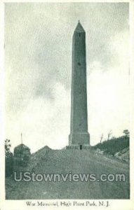War Memorial    - High Point, New Jersey NJ Postcard