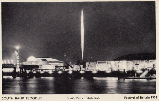 Festival Of Britain South Bank Exhibition Floodlit Illuminations RPC Postcard