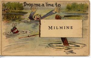 MILMINE ILLINOIS DROWNING MAN POSTCARD CENTRALIA ILL.