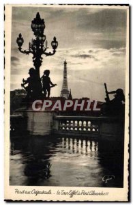 Old Postcard Paris Eiffel Tower au Crepuscule