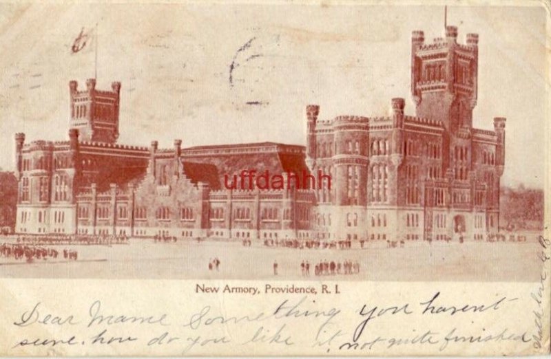 pre-1907 NEW ARMORY, PROVIDENCE, RI 1906 not quite finished Embossed