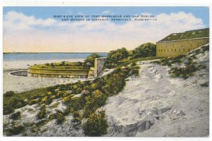 Birds Eye View Fort Barrancas & San Carlos & McCrea Pensacola Florida Postcard