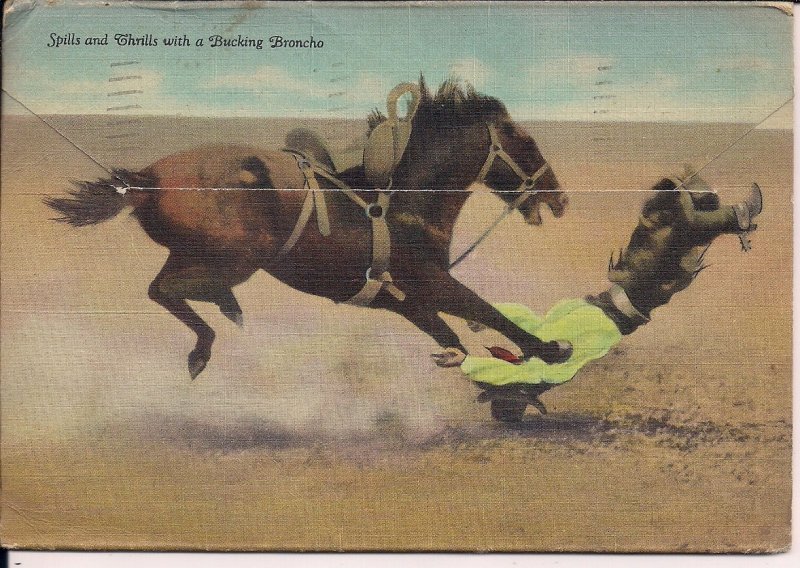 Souvenir FOLDER, Cowboy & Indian Life of West, 1948, Rodeo, Curt Teich Linen
