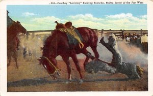 Cowboy Leaving Bucking Broncho Cowboy Unused 