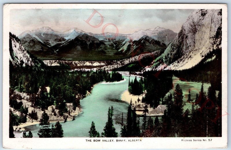 c1930s Banff, Alberta, Canada RPPC Bow Valley Hand Colored Real Photo A141