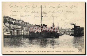 Postcard Old Boat Brest military port View from Bordenave Breastplate leon Ga...