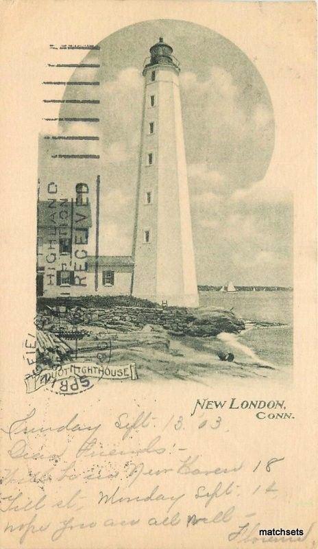 1903 New London Connecticut Lighthouse undivided postcard 5233