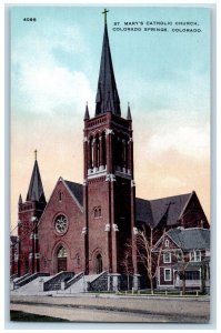 c1910 St. Mary's Catholic Church Chapel Road Colorado Springs Colorado Postcard 