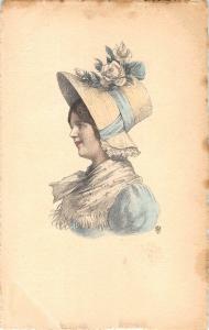 us568 lady portrait hat fashion social history woman women art  artist signed