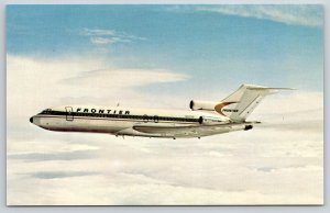 Aviation~Frontier Airlines Boeing 727-191 Jet~Flight Scene~Clouds~1950s Postcard