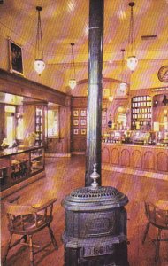 Disneyland The Upjohn Company Interior Pot-Bellied Stove and Hanging Chandeliers