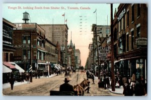 1909 Toronto Ontario Canada Postcard Yonge St. Looking South Shuter St. Building