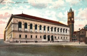 Vintage Postcard 1908 Public Library Building Landmark Boston Massachusetts MA