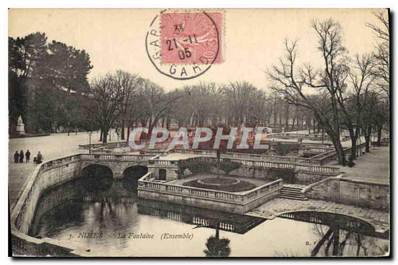 Postcard Old Nimes Fountain Set