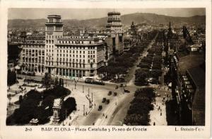 CPA Espagne BARCELONA - Plaza Cataluna y Paseo de Gracia (304450)