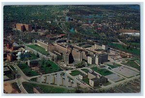 c1960 Aerial View University Hospital Buildings Center St. Joseph Mercy Postcard