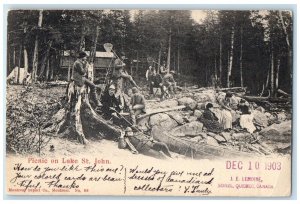 1903 Picnic on Lake St. John Newfoundland Canada Antique Posted Postcard