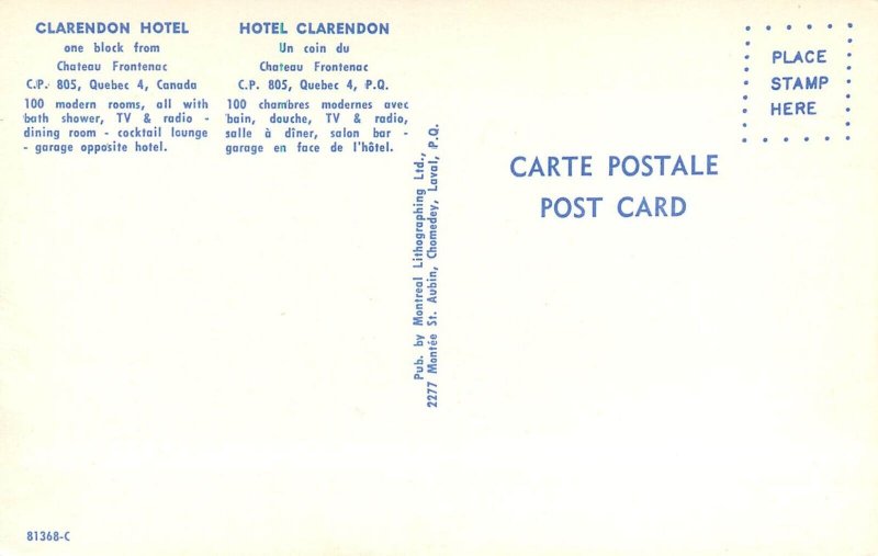 Postcard Clarendon Hotel Canada