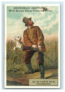 1880s-90s Shoneman Bros. Trimmings Store Duck Hunting Scene White Dog P221 