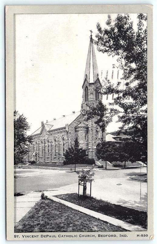 Postcard IN Bedford St Vincent DePaul Catholic Church R20