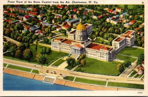 West Virginia Charleston Aerial View Front Of State Capitol