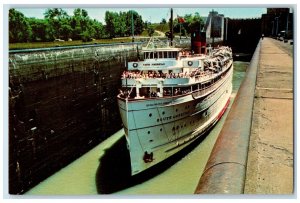 S.S. South American Locking Through Great Lakes Cruise Sault Ste. Marie Postcard