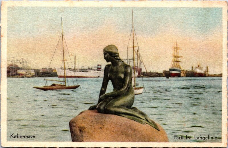 Denmark København Parti fra Langelinie Copenhagen Vintage Postcard C020