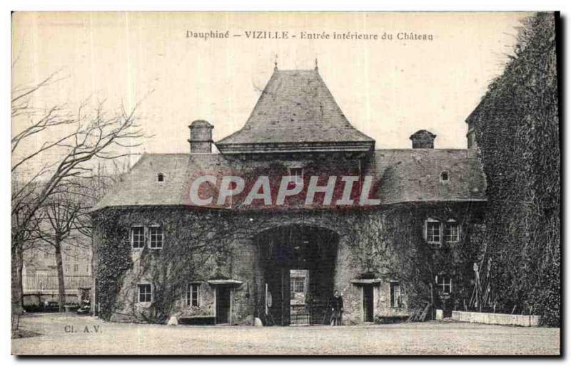 Old Postcard Vizille Dauphine Entree du Chateau Interieure