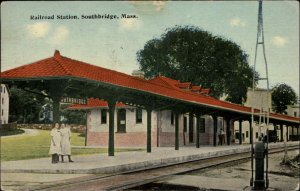 SOUTHBRIDGE MA Railroad Train Station c1910 Postcard