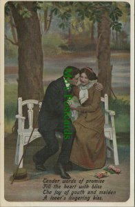 Couples Postcard - Romantic Couple Sat on a Park Bench  RS25108