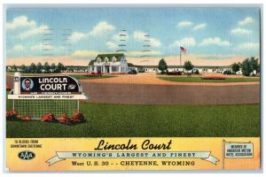 1951 Lincoln Court Hotel & Restaurant Signage Entrance Cheyenne Wyoming Postcard