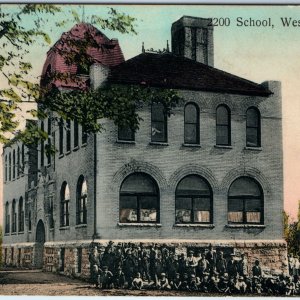 c1910s West Bend, IA 2200 School Sharp Hand Colored Litho Photo Postcard A169