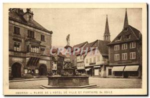 Old Postcard Obernai Place De L Hotel De Ville And Fountain