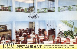 Nuevo Laredo Mexico 1950s Postcard C.O.D. Restaurant Dining Room