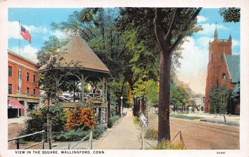 View In The Square, Wallingford, Connecticut, Early Postcard, Unused