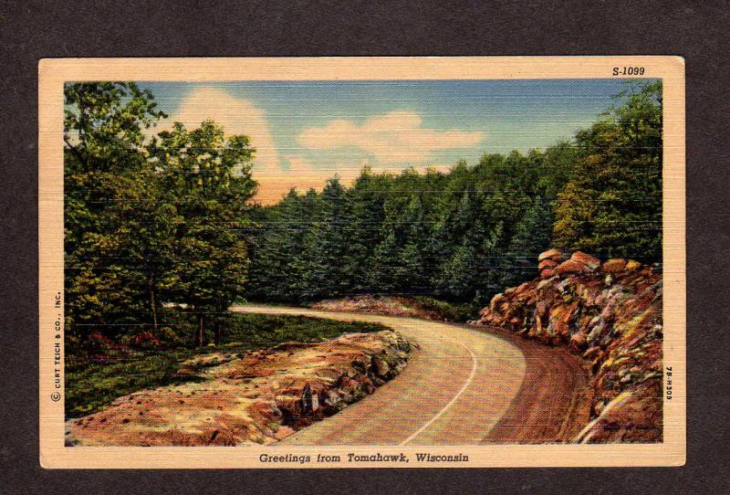 WI Greetings From Tomahawk Wisconsin Postcard Wis PC