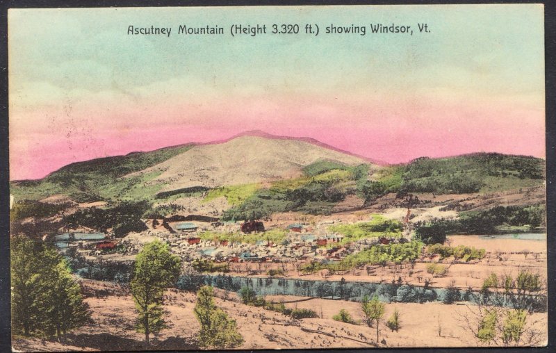 VT – Windsor – Ascutney Mountain – Newport & Spring RPO – 1909 - Vermont