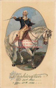 George Washington's Birthday, Winsch, Pointing Sword While Riding White Horse